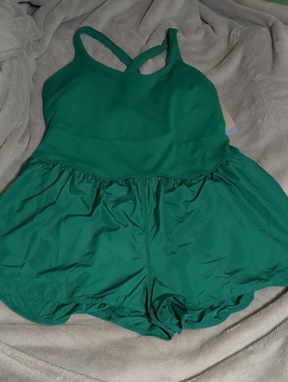 Avia Green Cross-Back Romper